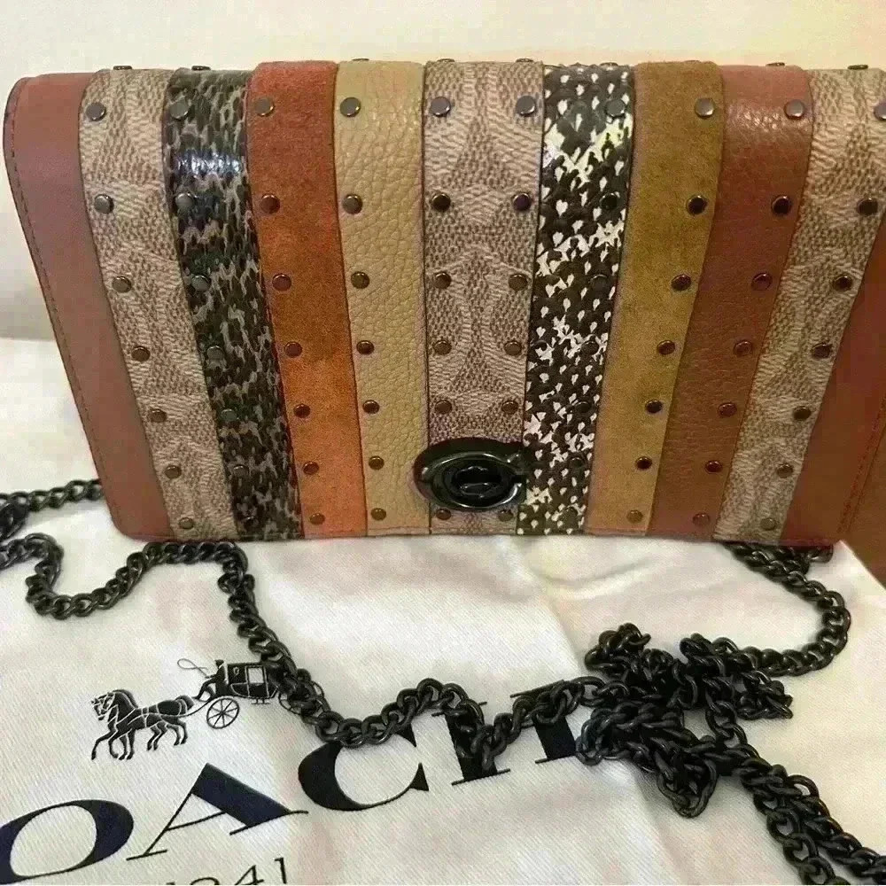 Coach patterned Crossbody Handbag with Rivets- LIKE NEW!!! - Picture 8 of 8